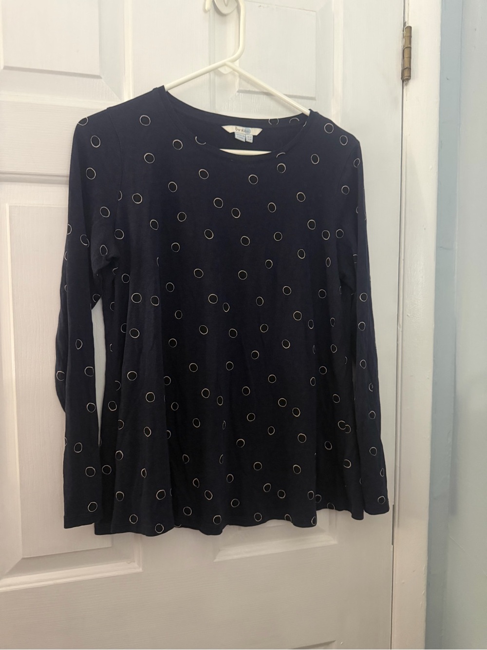 Boden Navy Circle Print Tencel Swing Tunic Top Women’s US 8 UK 12